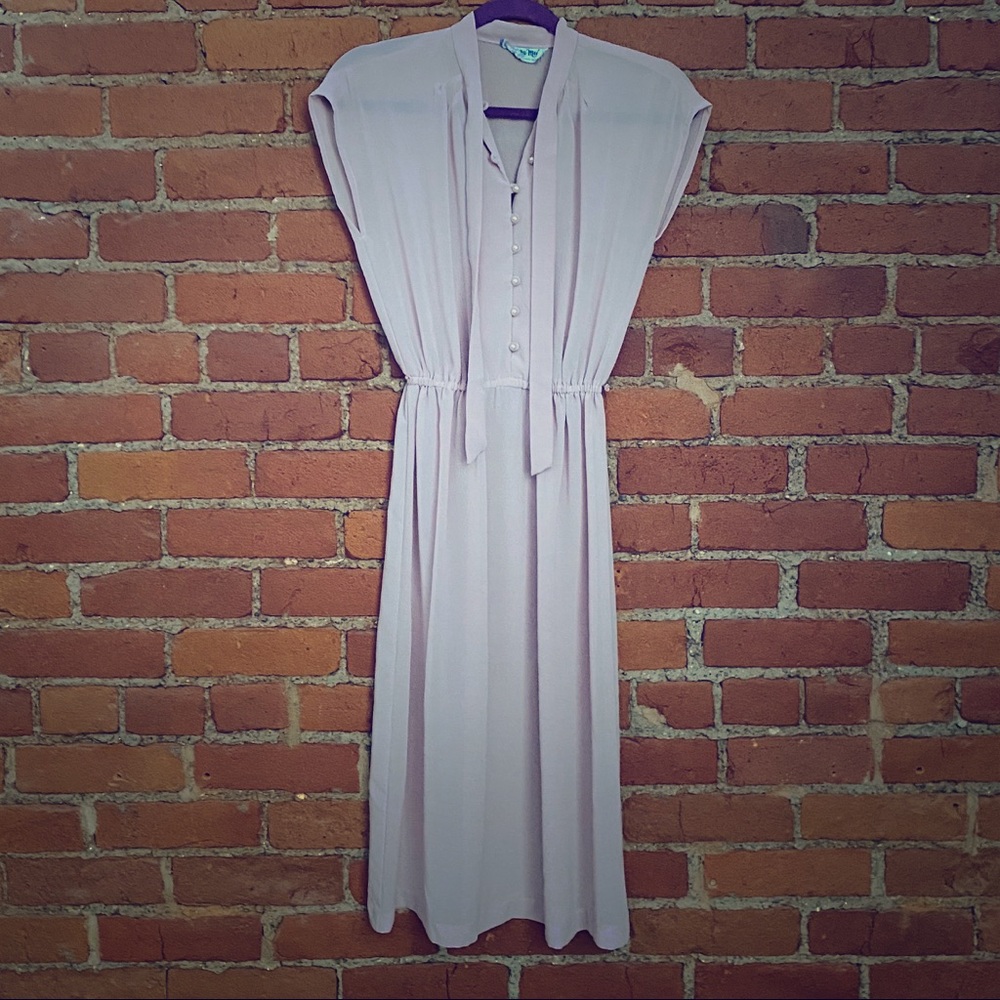 Vintage Nu Mode Sheer Pink High neck tie Dress Isabel Marant Doen Totokaelo Med - Picture 2 of 6